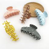 Black Classic Striped Oval Hair Claw Clip