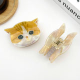 Cute Cat Head Claw Clip, Acetate Animal Hair Clip