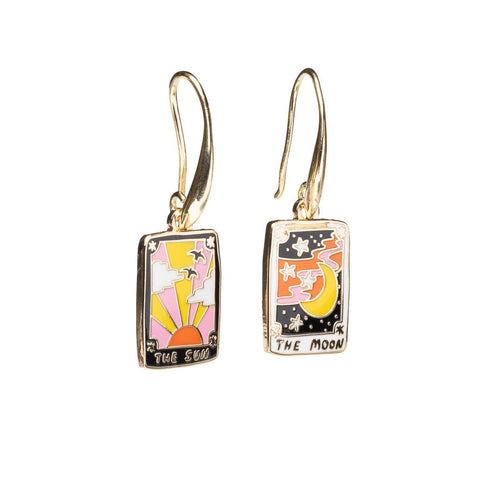 Sun and Moon Tarot Drop Earrings