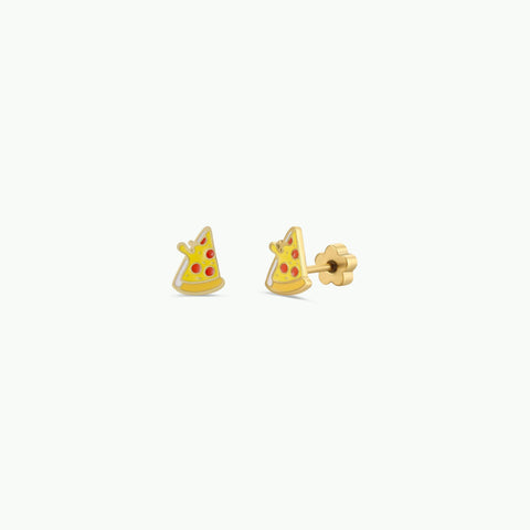 Pizza Enamel Flat Back Kids Earrings