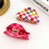 Checkerboard Semicircular Claw Clip, Classic Hair Clip: Multi-Colored