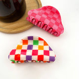 Checkerboard Semicircular Claw Clip, Classic Hair Clip: Multi-Colored
