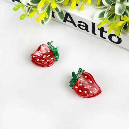 Strawberry mini hair clip- set of 2