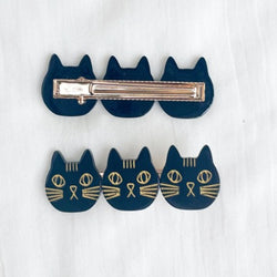 Cat Triple Hair Clip / Set of 2 -Available in 4 Colors