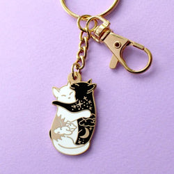 Hugging cats keychain by glitterpunk