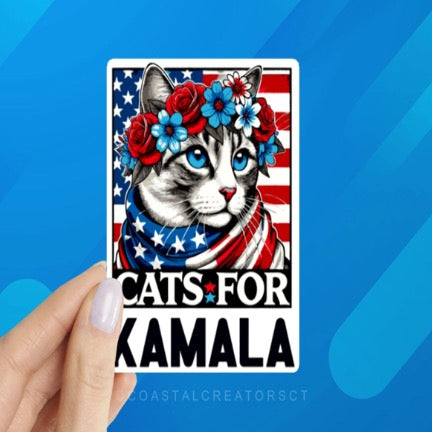 Cats for Kamala Floral Sticker