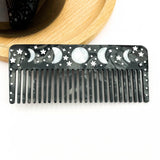 Black Starry Night Hair Claw, Crescent & Full Moon Hair Clip: Black