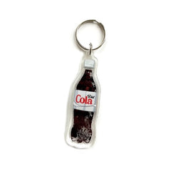 Diet Coke Cola Liquid Glitter Sparkle Acrylic Keychain