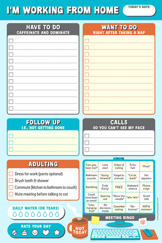 Note Pad I'm Working from Home Daily Planner Pad