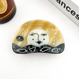 Moon & Starry Sky Acetate Claw Clip, Smiley Face Hair Clip: Purple