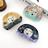 Moon & Starry Sky Acetate Claw Clip, Smiley Face Hair Clip: Purple