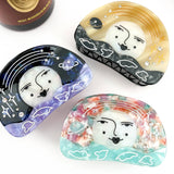 Moon & Starry Sky Acetate Claw Clip, Smiley Face Hair Clip: Purple