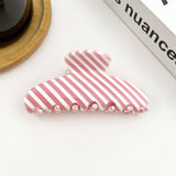 Pink Striped Hair Claw Clip, Acetate Bright Color Hair Clip