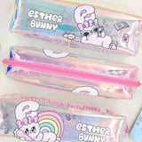 Esther Bunny Rainbow Hologram Pouch – Cute Aesthetic Pencil Case