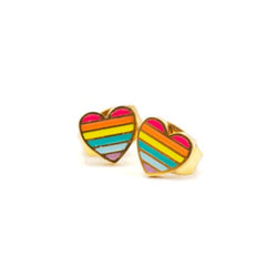 Rainbow heart Stud, gold plated