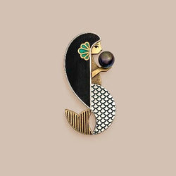 Mermaid Enamel Pin with Pearl