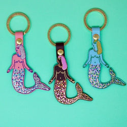 Leather mermaid keychains