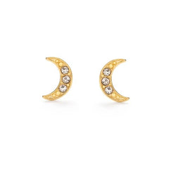 Crescent moon crystal stud earrings