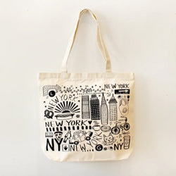 New York Canvas Tote With Zipper Closure