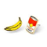 Pop Art Banana & Soup Earrings