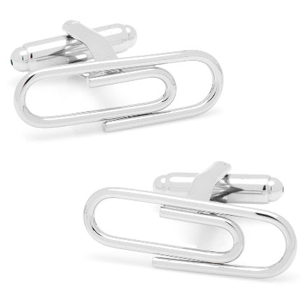 paperclip silver plated cufflinks