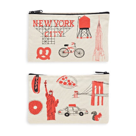 NYC zippered pouch , illustrations by claudia pearson