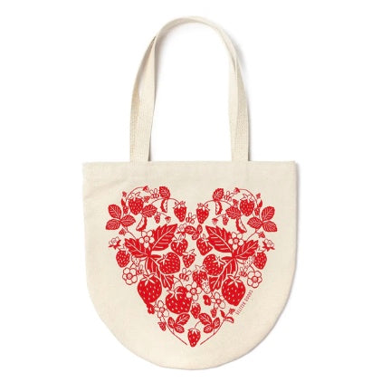 Strawberry heart round tote bag