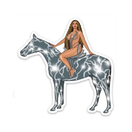 Beyonce on horse sticker