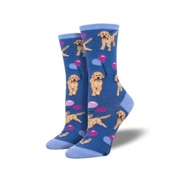Doodle party womens socks blue
