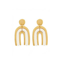 Arco earrings(ivory rainbow) with surgical steel posts