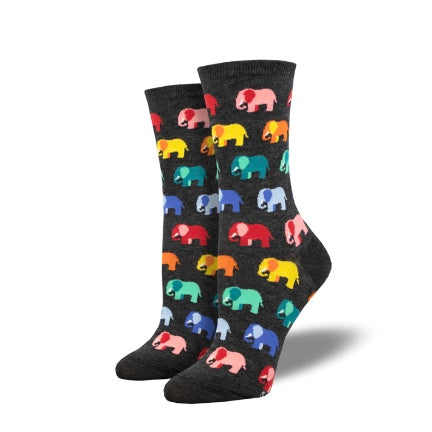 Colorful elephant womens crew sock