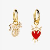 F*ck off  & heart hoop earrings