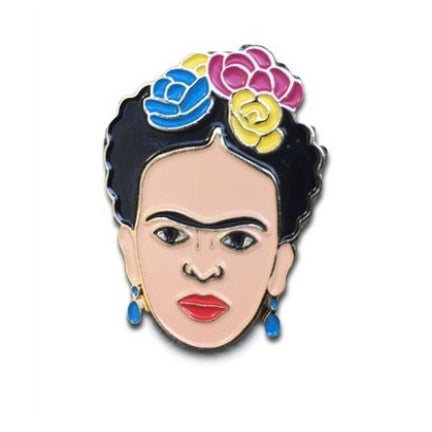 Frida Kahlo enamel pin flowers in hair