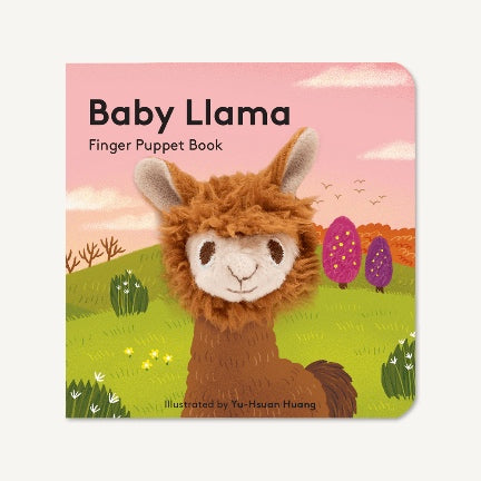 Baby Llama booard book with finger puppet in center