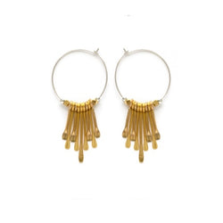 silver hoops with brass padles by amano studio