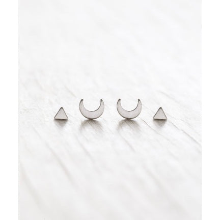 Silver stud set with moons by Amano