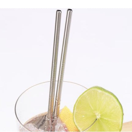 Stainless steel straws, set of 10 with cleaning brush included