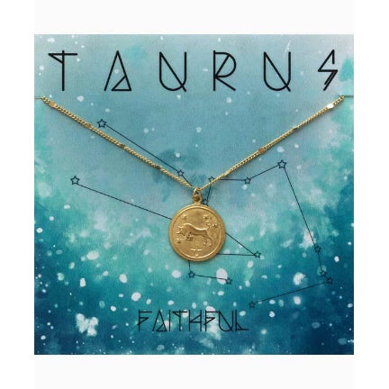 Zodiac necklace gold plate taurus