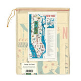 NYC map dish towel in bag