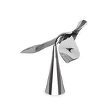 Tipsy bird bottle opener in chrome that spins & floats by umbra
