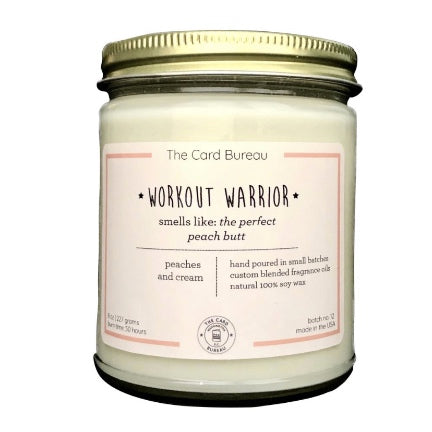workout warrior candle in jar peach scent